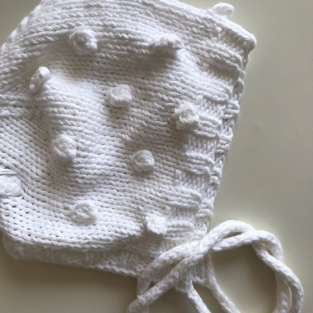 Cotton, pure white baby bonnet